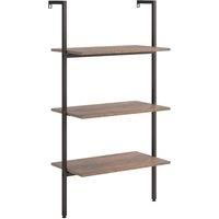 vidaXL 3-Tier Leaning Shelf in Dark Brown and Black - Compact Steel Shelf for Home and Office, Easy Assembly, Multi-functional, Engineered Wood, 64x35x120.5cm