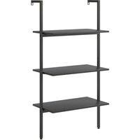 vidaXL 3-Tier Leaning Shelf in Black - Space-Efficient Storage Solution for Home and Office, Engineered Wood and Steel Construction