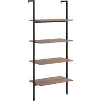 Vidaxl 4-tier Leaning Shelf Dark Brown And Black 64X35X152.5 Cm, Brown