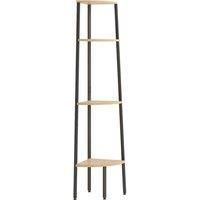vidaXL 4-Tier Corner Shelf Light Brown and Black 45.5x31.5x150 cm