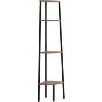 vidaXL 4-Tier Corner Shelf, Dark Brown and Black, 45.5x31.5x150 cm, Sturdy Steel Frame, Space Saving Design, Suitable for Home and Office