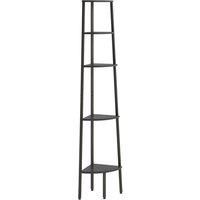 vidaXL 5-Tier Black Corner Shelf with Strong Steel Frame - Space-Saving Display Shelf for Home and Office Use - 45.5x31.5x180cm