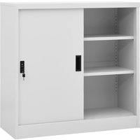 Vidaxl Office Cabinet With Sliding Door Light Grey 90X40X90 Cm Steel