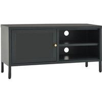 vidaXL Modern TV Cabinet in Anthracite - Durable Steel and Tempered Glass Construction - Adjustable Shelf & Feet - 90x30x44 cm