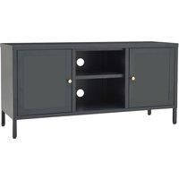 vidaXL TV Cabinet with Adjustable Shelf and Feet, Anthracite Powder-Coated Steel with Tempered Glass, Living Room/Bedroom Furniture, 105x35x52 cm