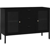 vidaXL Sideboard Black 105x35x70 cm Steel and Tempered Glass