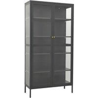 vidaXL Steel and Tempered Glass Display Cabinet-Anthracite, Free Standing Book Storage with 4 Adjustable Shelves, Modern Home Decor Furniture, Easy to Clean