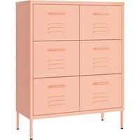 vidaXL Drawer Cabinet Pink 80x35x101.5 cm Steel