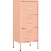 vidaXL Steel Storage Cabinet, Pink, 42.5x35x101.5 cm, Industrial Style, Adjustable Levellers, Spacious Drawers, Living Room Furniture