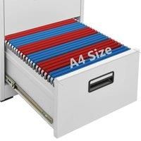 vidaXL Steel Filing Cabinet – Light Grey, Office Storage Unit with Lock, Two Drawers for Legal Size and A4 Files, Full Extension Drawers