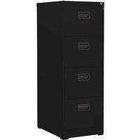 vidaXL Black Steel Filing Cabinet - 4 Drawer Office Storage for A4/Legal Size Files, 46x62x133 cm