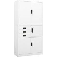 vidaXL Steel Office Cabinet, White Filing Cabinet with Adjustable Shelves and Locks, High Load Capacity, Durable and Easy to Clean, 90x40x180cm For Office Storage