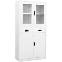 vidaXL Office Cabinet White 90x40x180 cm Steel and Tempered Glass