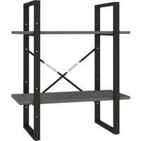 vidaXL 2-Tier Book Cabinet Grey 60x30x70 cm Solid Pine Wood