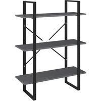 vidaXL 3-Tier Book Cabinet Grey 80x30x105 cm Solid Pine Wood