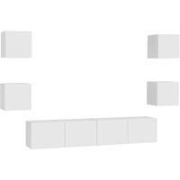 vidaXL TV Cabinet Set in White - Modern Design Engineered Wood Television Stand and Storage