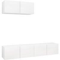 vidaXL TV Cabinets in White Engineered Wood - Wall-Mounted 3-Piece Set with Ample Storage Space, Ideal for Home Living Room