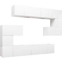 vidaXL Modern 10-Piece TV Cabinet Set, White Engineered Wood, Ample Storage Space, Wall Mounted, Easy Assembly, Perfect for Living Room