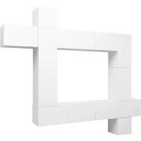 vidaXL Modern TV Cabinet Set - White Engineered Wood, Wall Attached Hifi Unit for Living Room with Ample Storage Space’