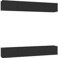 vidaXL Engineered Wood TV Cabinet Set - Wall Mounted Design for Living Room and Bedroom - Black - Large Storage Space 100x30x30 cm