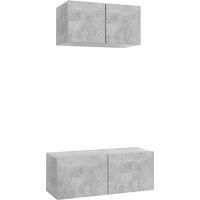 vidaXL Concrete Grey Engineered Wood 2 Piece TV Cabinet Set - Wall-Mounted, Easy-To-Clean, Ample Storage Space, Chic and Functional Furniture for Living Room