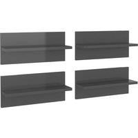vidaXL Wall Shelves 4 pcs High Gloss Grey 40x11.5x18 cm