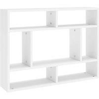 vidaXL Modern Wall Shelf in White with Open Compartments - 75x16x55 cm Engineered Wood Hanging Shelf for Living Room, Bedroom, or Office