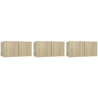 Hanging TV Cabinets 3 pcs Sonoma Oak 60x30x30 cm