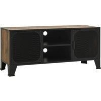 vidaXL TV Cabinet with Mesh Doors, Metal and MDF Stand, Rustic Brown - Ideal for Living Room and Bedroom Space - Featuring Cable Management and Practical Design