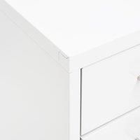 vidaXL Mobile File Cabinet with 8 Drawers- White Metal Office Storage Filing with 4 Wheels