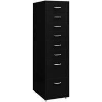vidaXL Black Metal Mobile File Cabinet - Office Storage Solution with 8 Drawers and 4 Wheels