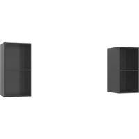 vidaXL Wall-mounted TV Cabinets 2 pcs High Gloss Grey Engineered Wood