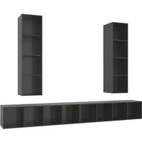 vidaXL Wall-mounted TV Cabinets 4 pcs High Gloss Grey Engineered Wood
