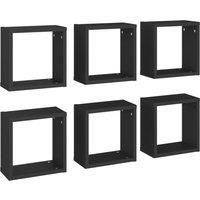 Wall Cube Shelves 6 pcs Black 30x15x30 cm