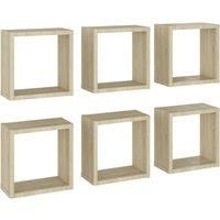 vidaXL Wall Cube Shelves 6 pcs Sonoma Oak 30x15x30 cm
