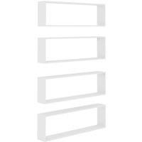 vidaXL 4x Wall Cube Shelves Home Living Room Bedroom Furniture Set Ledges Storage Wall Hanging Floating Shelf Unit Cube Organiser Chipboard White