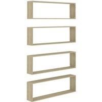 vivaXL Wall Cube Shelf in Sonoma Oak Finish - Four Pieces Set of Modern Design Engineered Wood Shelves for Living Room and Hallway