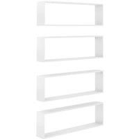 vidaXL Wall Mountable Cube Shelf Set of 4, High Gloss White - Durable Engineered Wood, Stylish and Functional Design for Home Decor, Living Room and Hallway