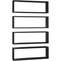 vidaXL Wall Cube Shelf 4 Pcs Black 80x15x26.5 cm Engineered Wood, Black
