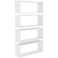 vidaXL White Cube Wall Shelf Set - Multi-functional and Decorative Wall-Mounted Floating Shelves - Engineered Wood - Ideal for Living Room or Office - 60x15x23 cm