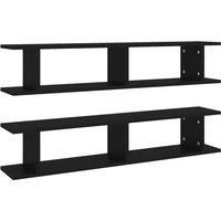 Wall Shelf 2 pcs Black 105x18x20 cm Engineered Wood
