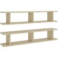 vidaXL Wall Shelf 2 pcs Sonoma Oak 105x18x20 cm Engineered Wood