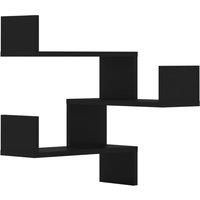 vidaXL Wall Corner Shelves- Set of 2 Black Engineered Wood Decorative Units for Living Room, Bedroom or Kitchen