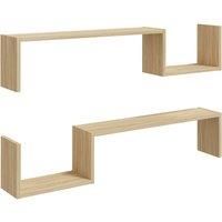 2x Wall Shelves Engineered Wood Wall-Mounted Hanging Rack Multi Colours vidaXL