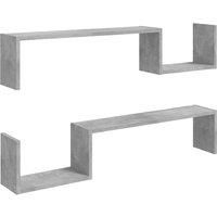 vidaXL Wall Shelf 2 pcs Concrete Grey 100x15x20 cm Engineered Wood