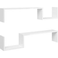 2x Wall Shelves Engineered Wood Wall-Mounted Hanging Rack Multi Colours vidaXL
