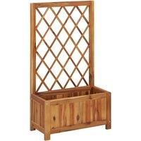 Solid Acacia Wood Garden Raised Bed with Trellis Planter Flower vidaXL