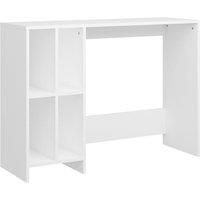vidaXL Sleek Engineered Wood Study Desk in White - Compact Space-Saving Design - Includes 4 Shelves - Modern Scandinavian Style - Easy to Assemble Office Furniture
