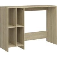 vidaXL Modern Scandinavian Sonoma Oak Engineered Wood Notebook Desk with 4 Shelves, Compact and Versatile - Perfect for Dorm Space, Home Office, or Living Area
