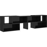 vidaXL TV Cabinet, High Gloss Black, Extendable, Engineered Wood, Spacious Storage, Modern Style, Ideal for Living Room